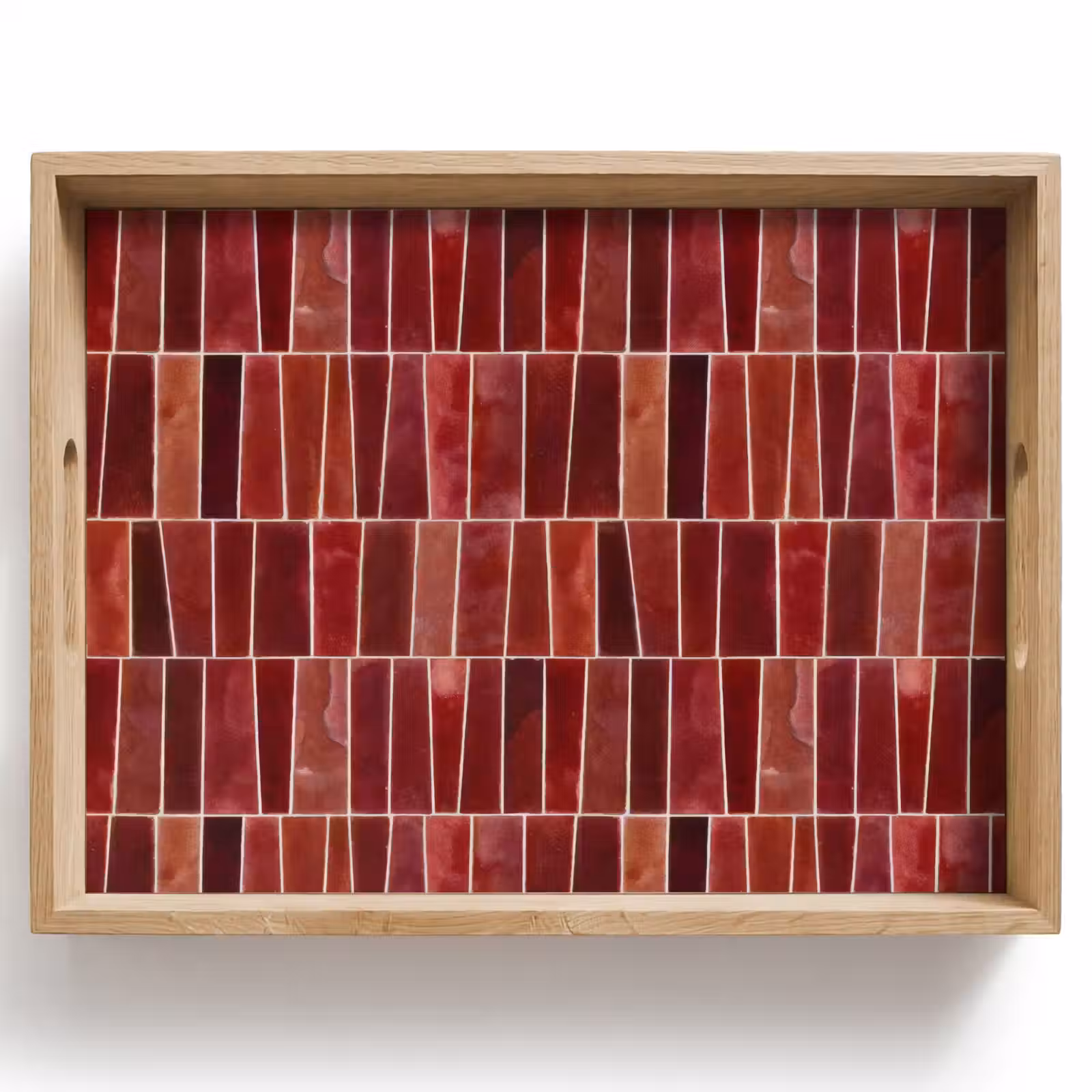 Vassoio - Piastrelle - Moderno - Strutturato - Rosso intenso — 1