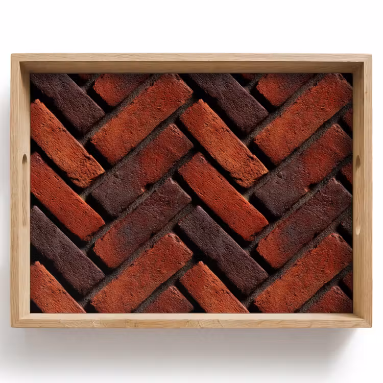 Vassoio - Mattoni - A spina di pesce - Strutturato - Rosso-marrone — 1