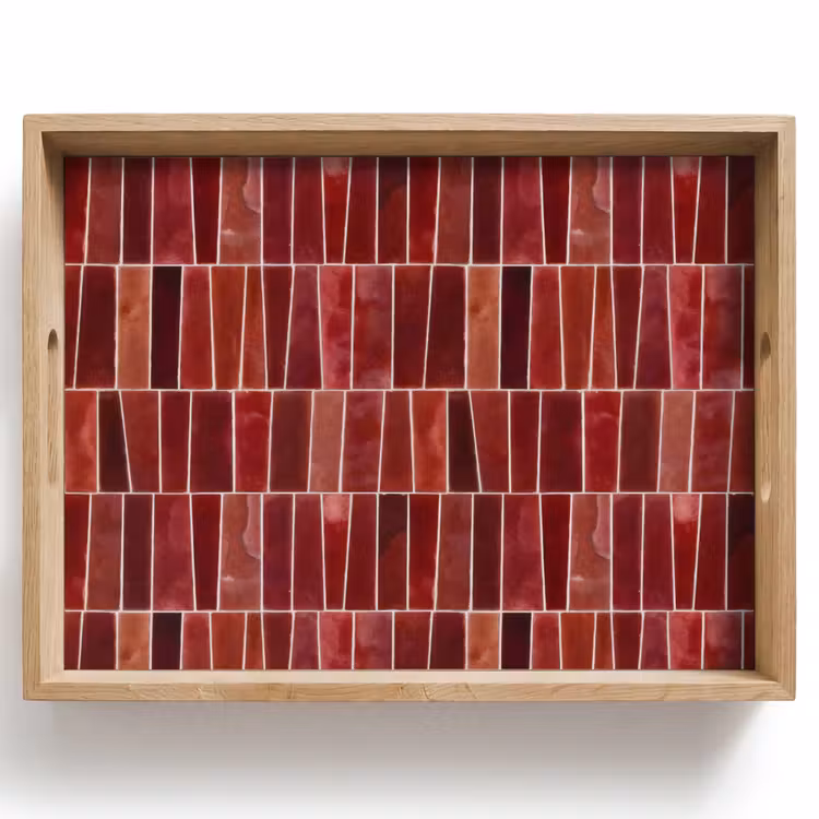 Vassoio - Piastrelle - Moderno - Strutturato - Rosso intenso — 1