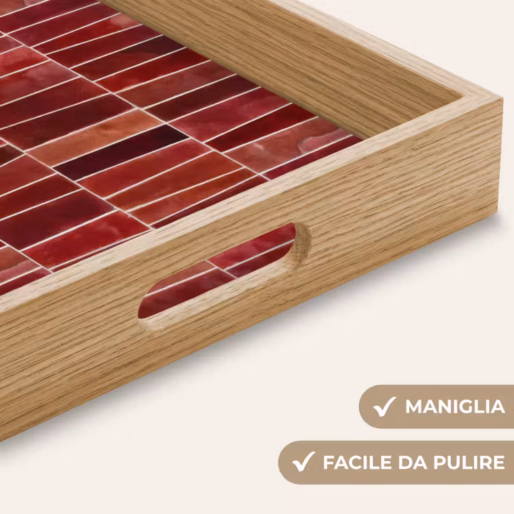 Vassoio - Piastrelle - Moderno - Strutturato - Rosso intenso — 8