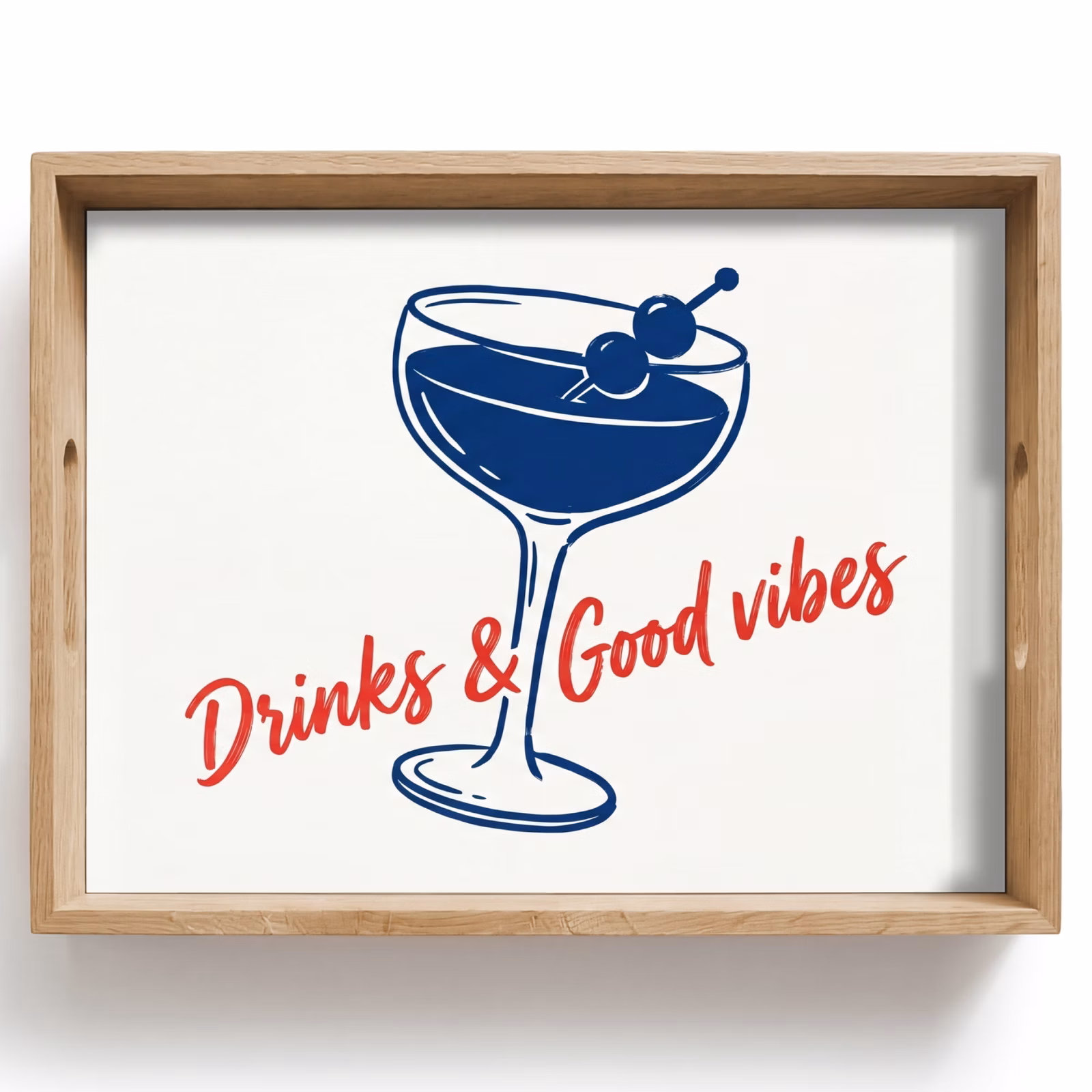 Vassoio - Cocktail - Bicchiere - Illustrazione - Blu - Bianco — 1