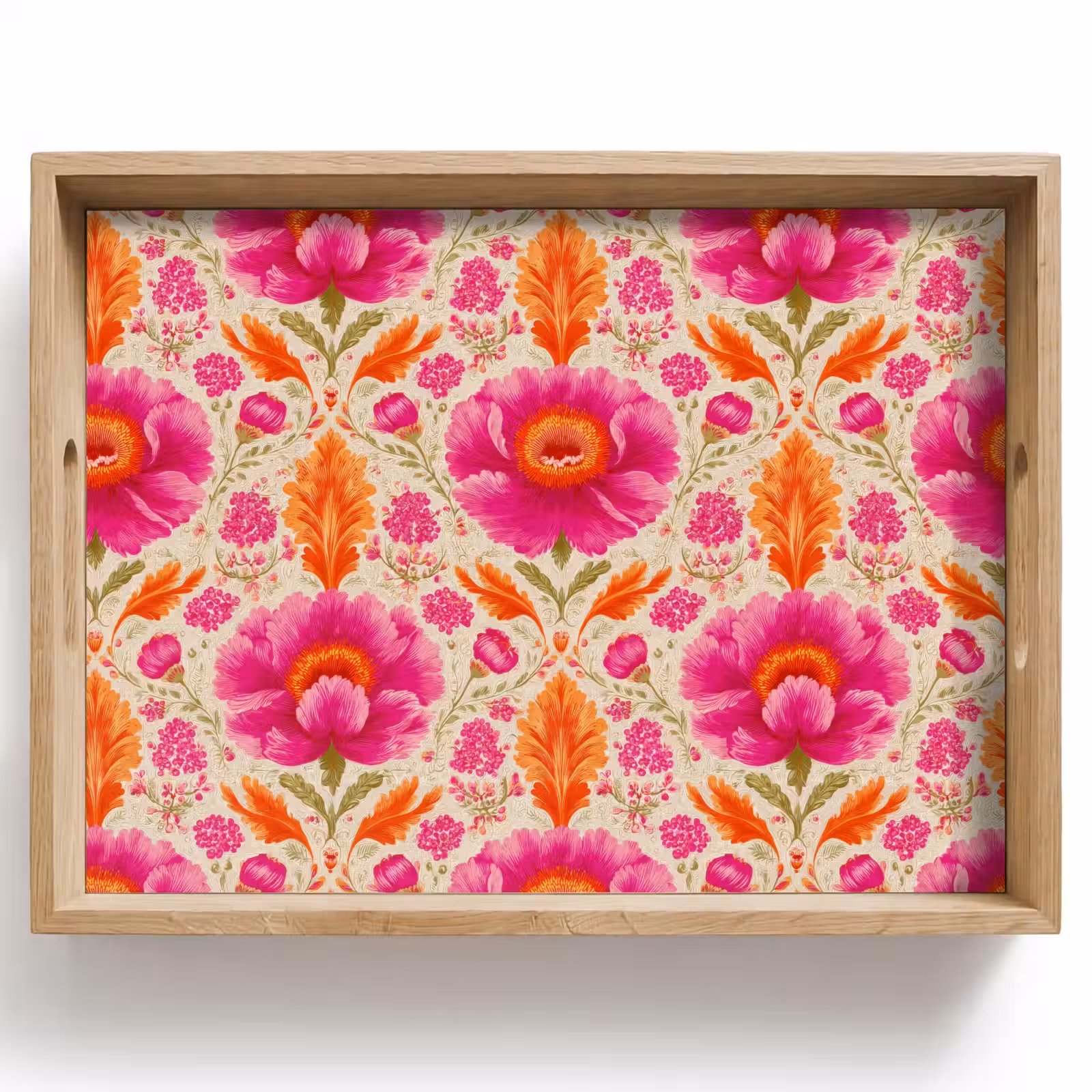 Vassoio - Fiori - Barocco - Rosa - Arancione — 1