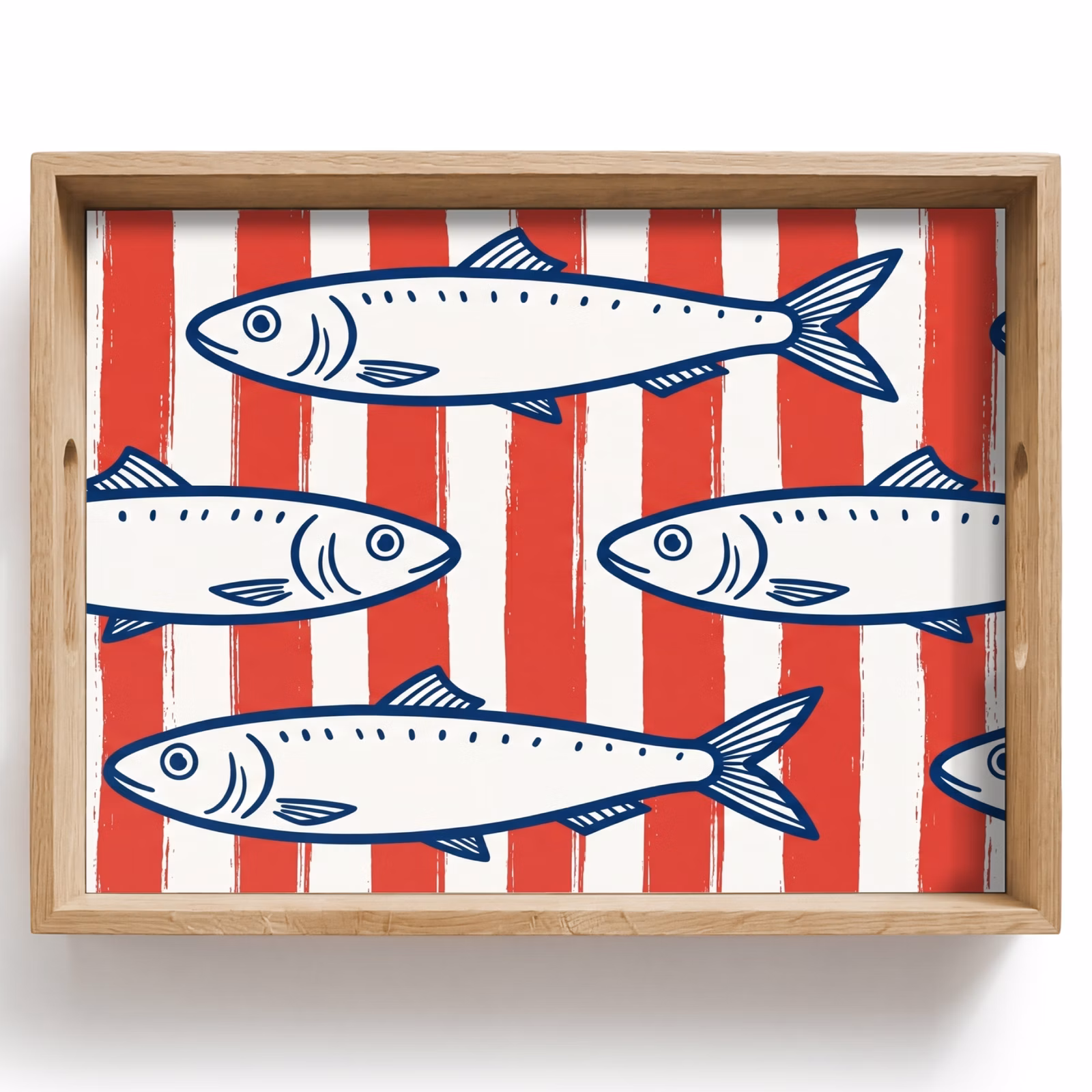 Vassoio - Pesce - Motivo - Righe - Illustrazione - Rosso — 1