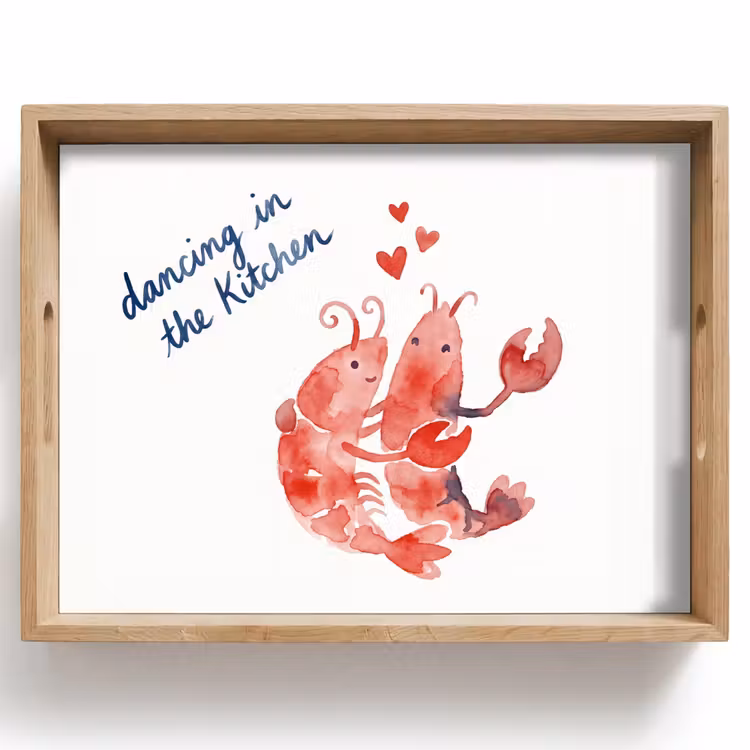 Vassoio - Animale - Danza - Amore - Acquerello - Rosso — 1