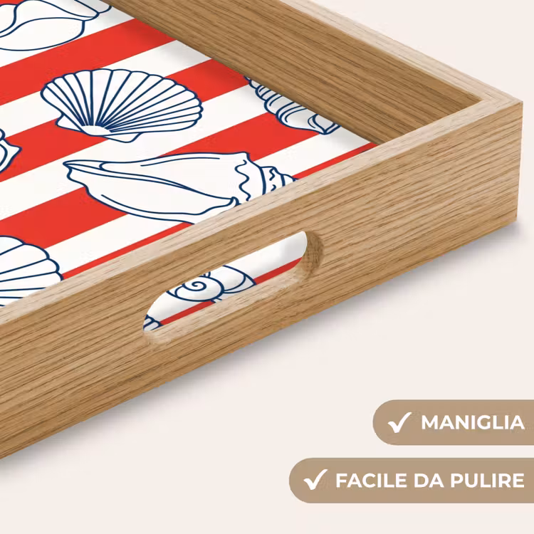 Vassoio - Conchiglia - Animali marini - Estate - Illustrazione - Rosso - Blu — 8