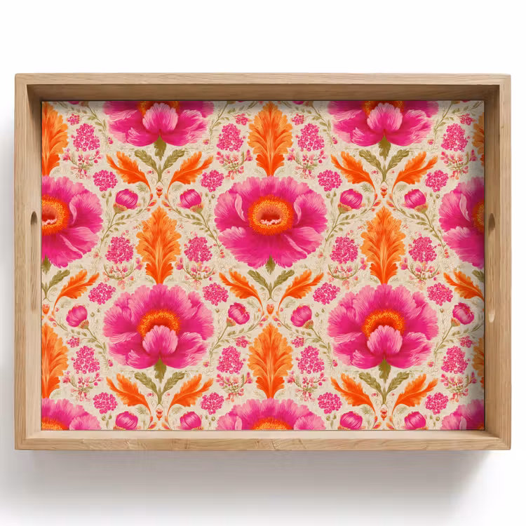 Vassoio - Fiori - Barocco - Rosa - Arancione — 1