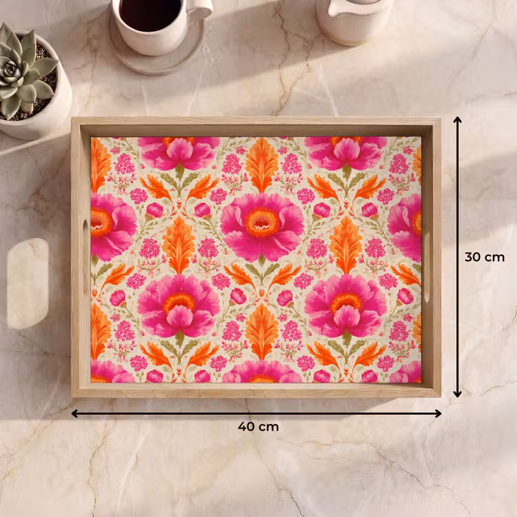 Vassoio - Fiori - Barocco - Rosa - Arancione — 7