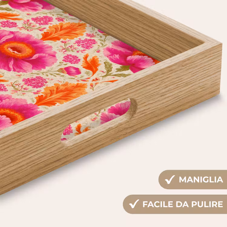Vassoio - Fiori - Barocco - Rosa - Arancione — 8