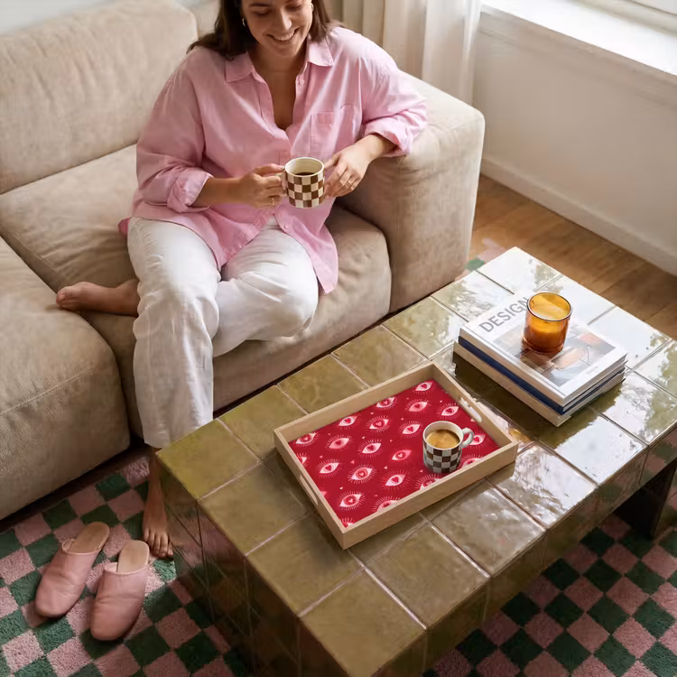 Vassoio - Occhi - Motivo - Rosa - Rosso scuro — 4