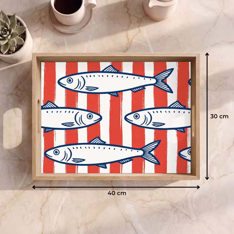 Vassoio - Pesce - Motivo - Righe - Illustrazione - Rosso — 7