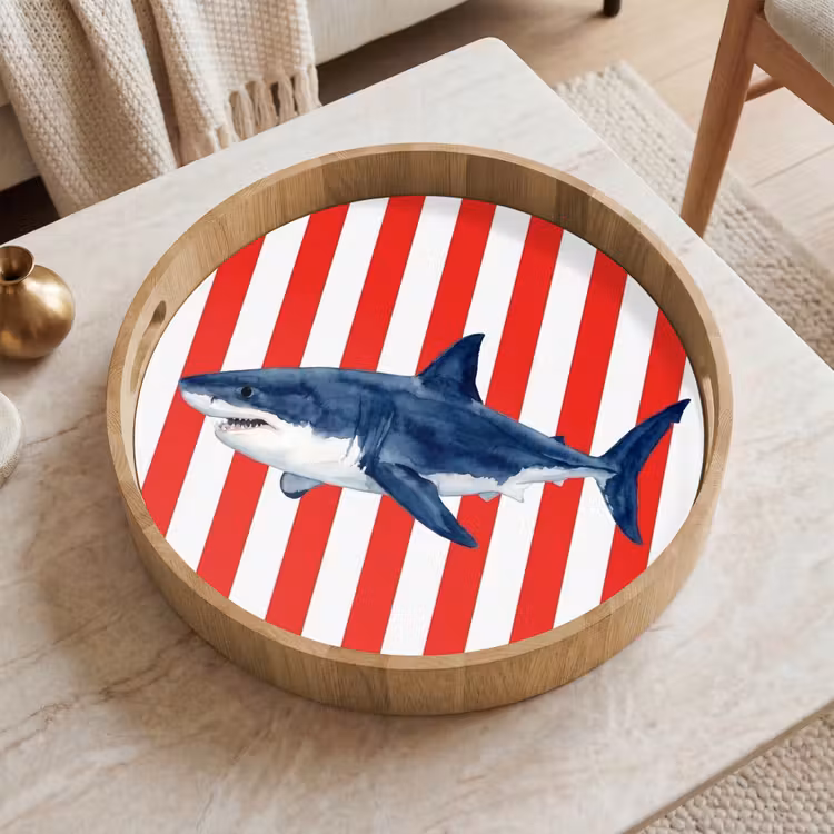 Vassoio - Pesce - Squalo - Mare - Illustrazione - Blu — 2
