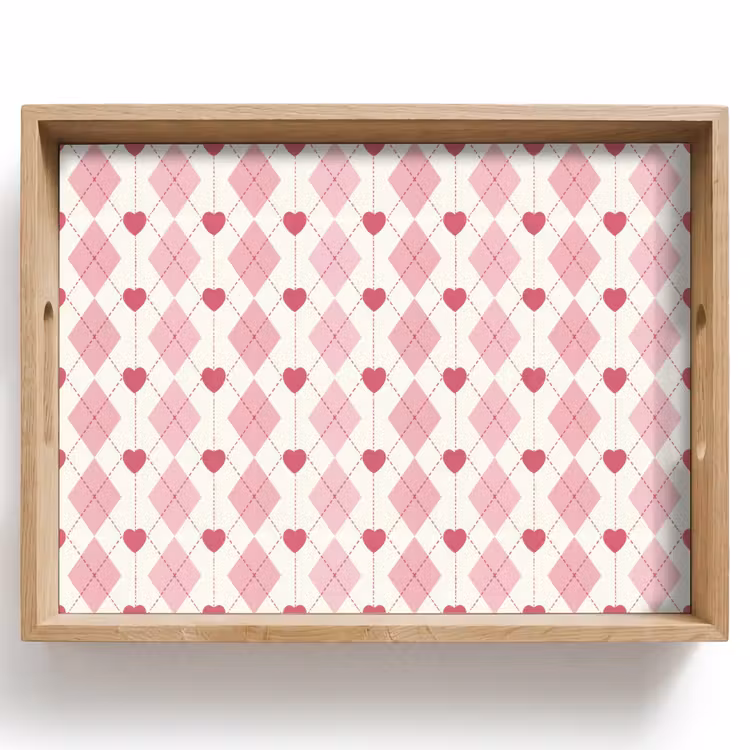 Vassoio - Rombi - Classico - Rosa - Bianco — 1