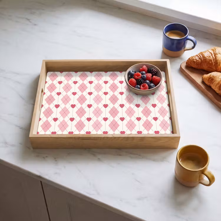 Vassoio - Rombi - Classico - Rosa - Bianco — 3