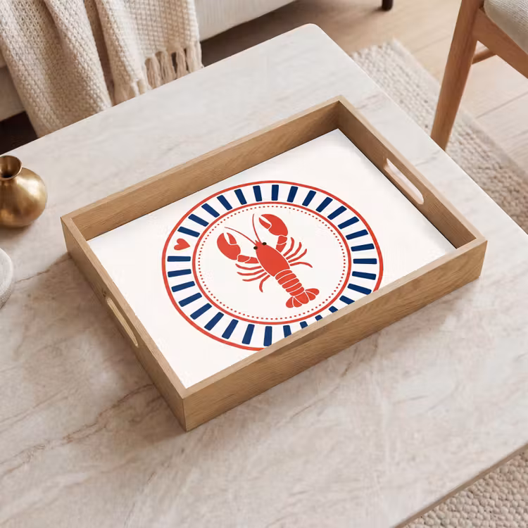 Vassoio - Vita marina - Aragosta - Emblema - Grafica - Rosso — 2