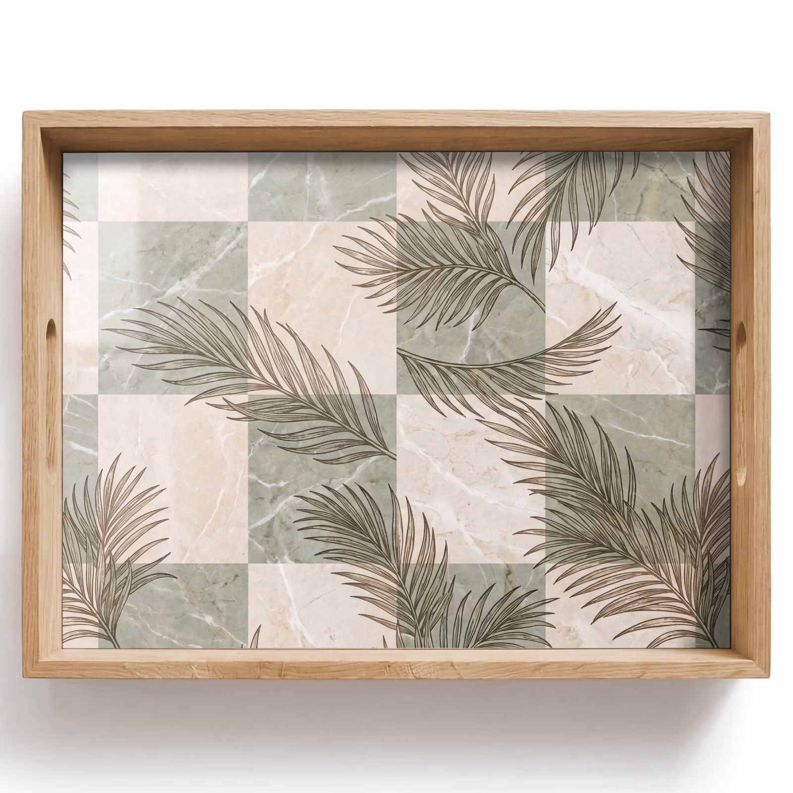 Vassoio - Piante - Foglie - Marmo - Moderno - Verde — 1