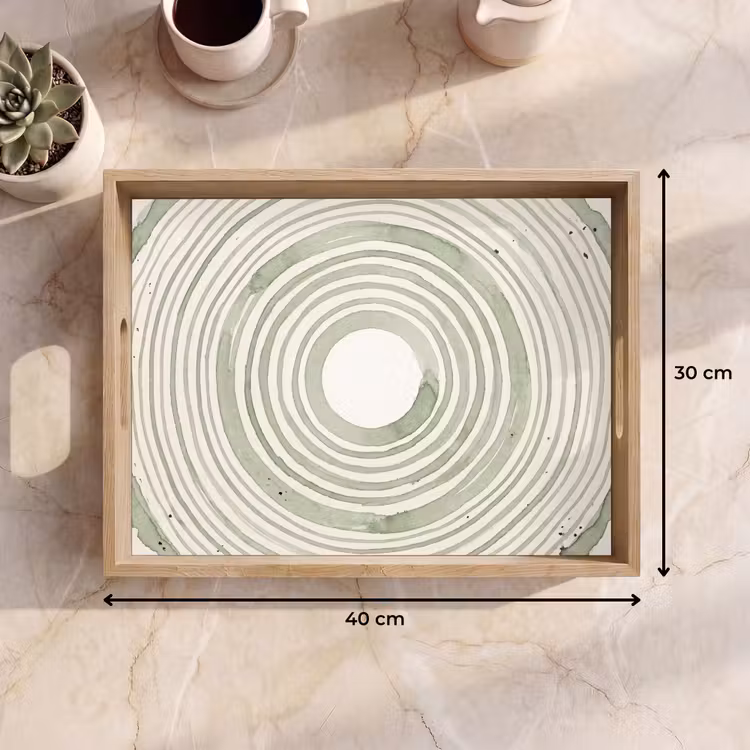 Vassoio - Astrazione - Cerchi - Acquerello - Verde - Moderno — 7