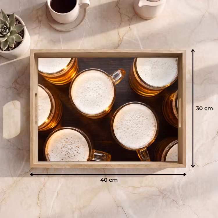 Vassoio - Birra - Bicchieri - Schiuma - Legno - Bevande — 7