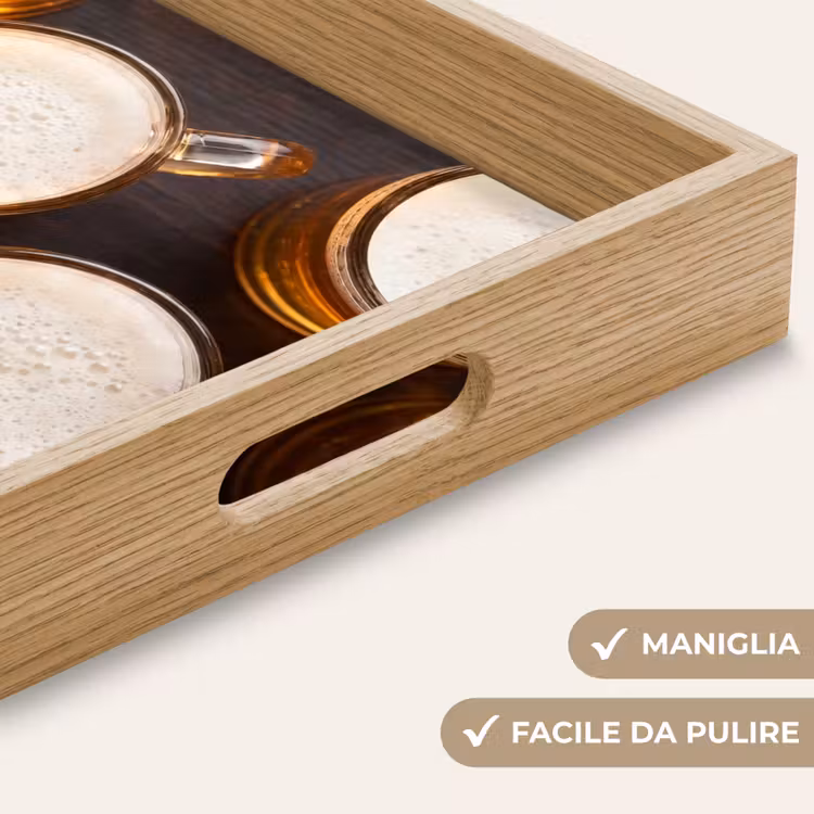 Vassoio - Birra - Bicchieri - Schiuma - Legno - Bevande — 8