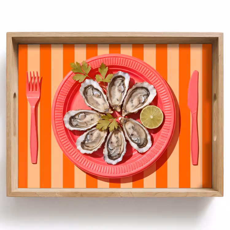 Vassoio - Cibo - Ostriche - Frutti di mare - Arancione - Moderno — 1