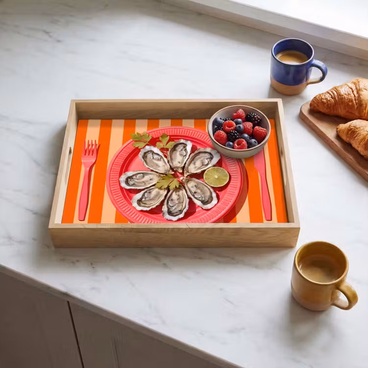 Vassoio - Cibo - Ostriche - Frutti di mare - Arancione - Moderno — 3