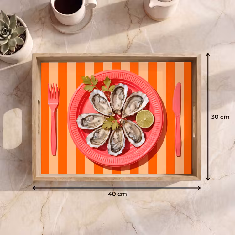 Vassoio - Cibo - Ostriche - Frutti di mare - Arancione - Moderno — 7