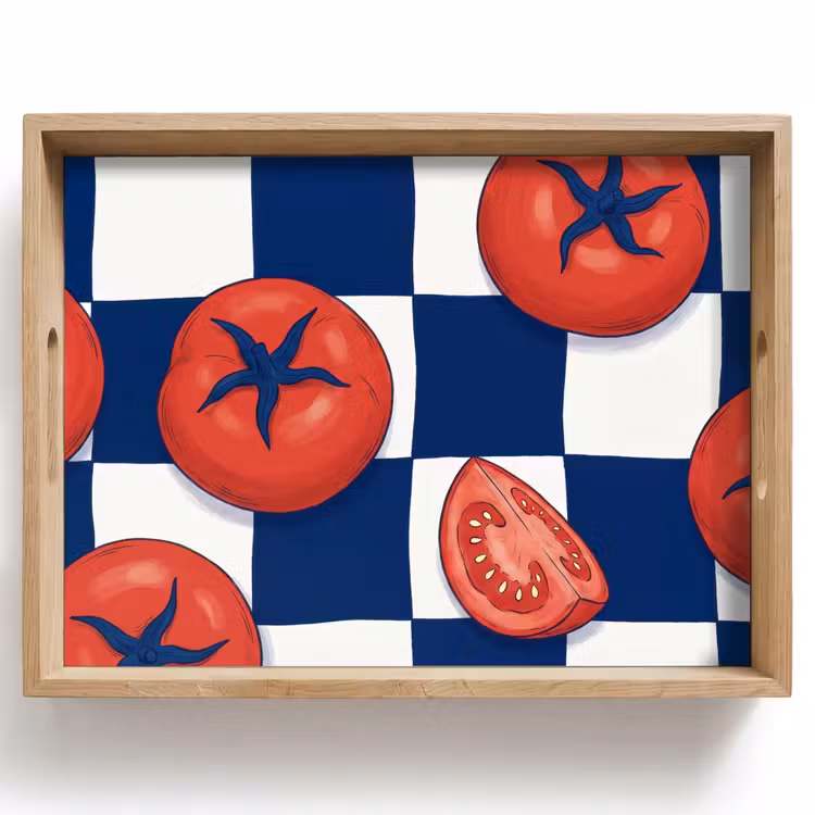Vassoio - Cibo - Pomodori - Cucina - Illustrazione - Rosso-Blu — 1