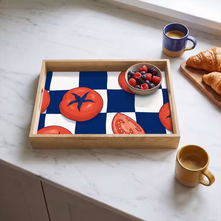 Vassoio - Cibo - Pomodori - Cucina - Illustrazione - Rosso-Blu — 3