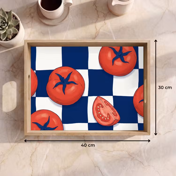 Vassoio - Cibo - Pomodori - Cucina - Illustrazione - Rosso-Blu — 7