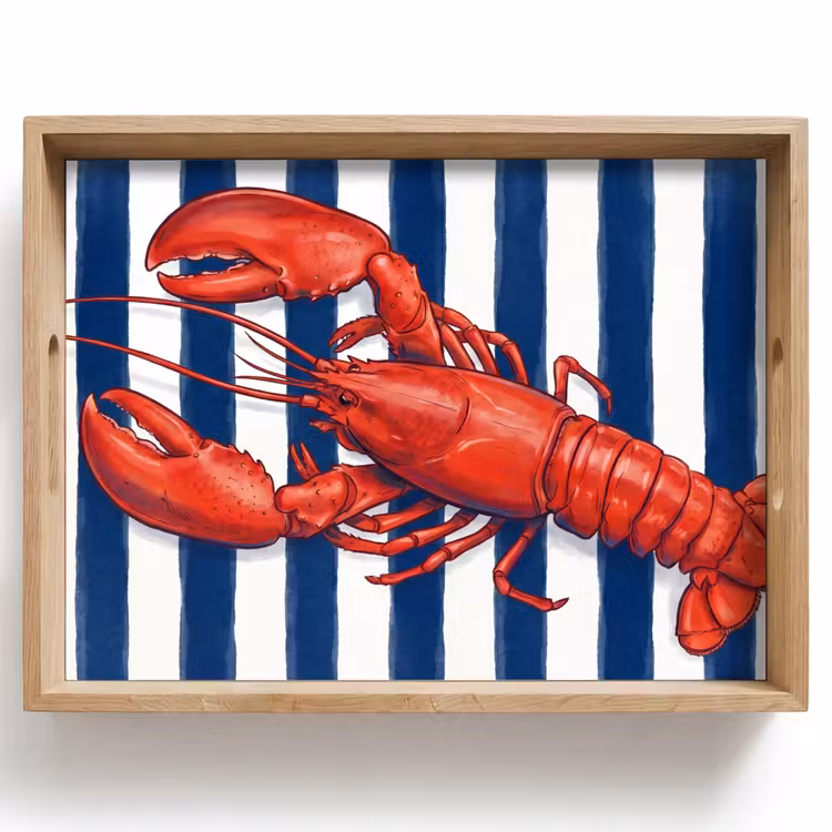 Vassoio - Crostaceo - Aragosta - Marino - Illustrazione - Rosso — 1