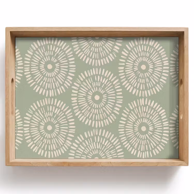 Vassoio - Motivo - Cerchi - Astratto - Moderno - Verde — 1