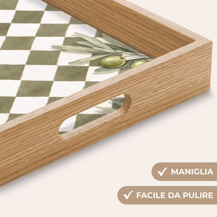 Vassoio - Pianta - Rami d'ulivo - Acquerello - Mediterraneo - Verde — 8