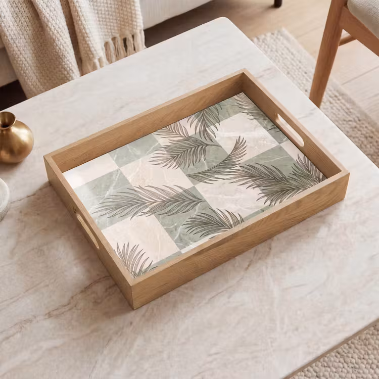 Vassoio - Piante - Foglie - Marmo - Moderno - Verde — 2