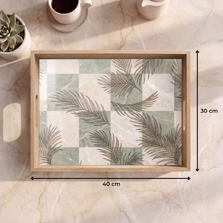 Vassoio - Piante - Foglie - Marmo - Moderno - Verde — 7