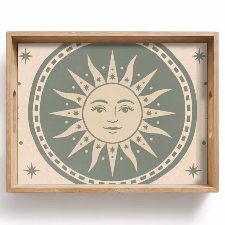 Vassoio - Sole - Stelle - Astrologia - Vintage - Verde — 1