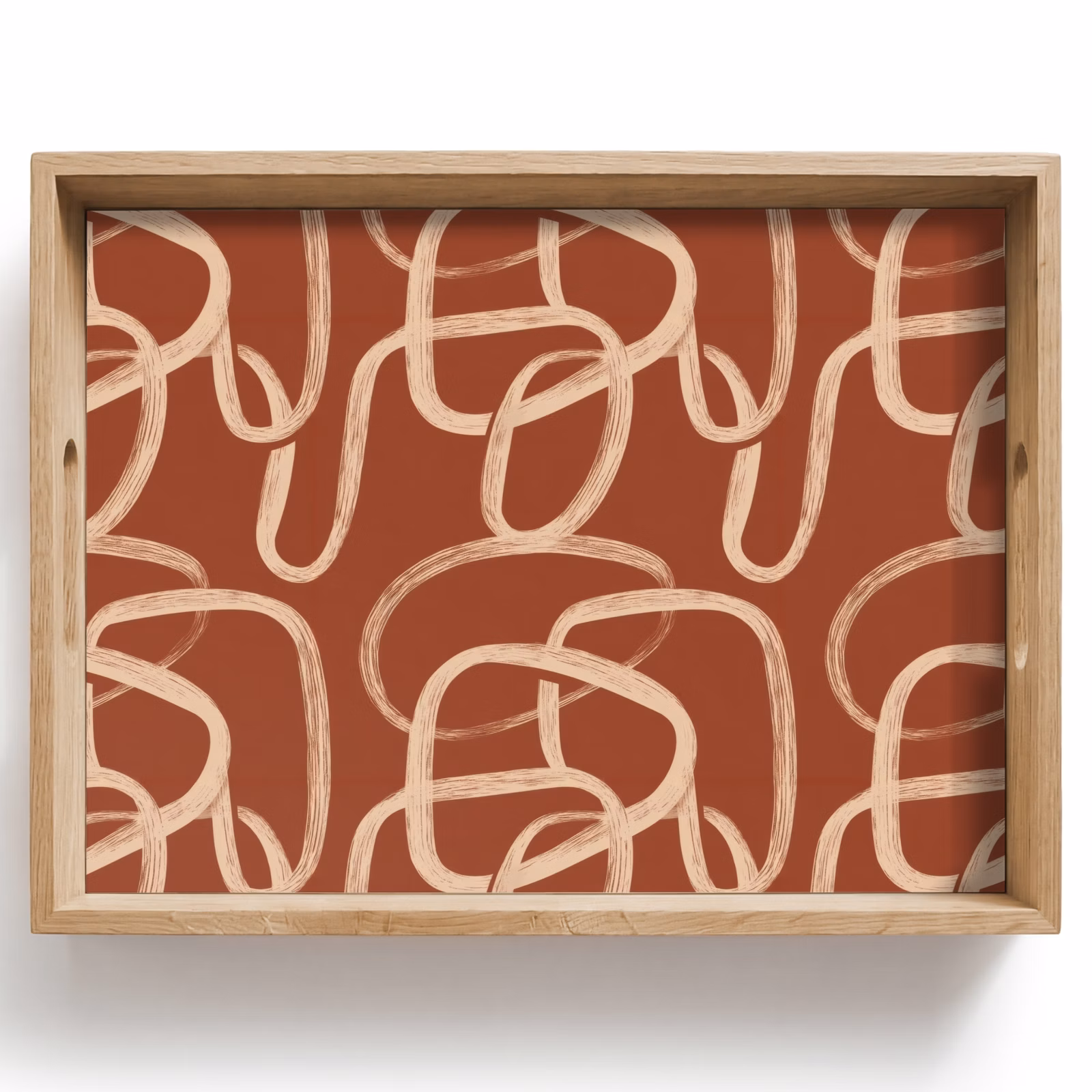 Vassoio - Linee - Astratto - Organico - Terracotta - Crema — 1