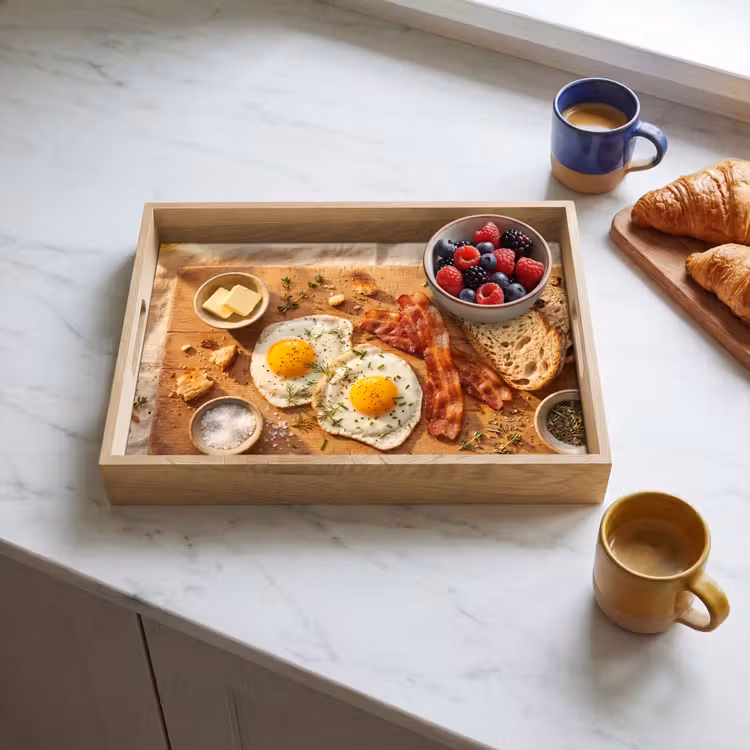 Vassoio - Cibo - Colazione - Legno - Rustico - Giallo — 3