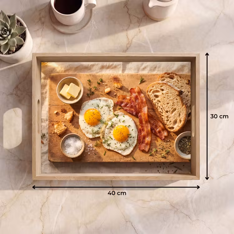 Vassoio - Cibo - Colazione - Legno - Rustico - Giallo — 7