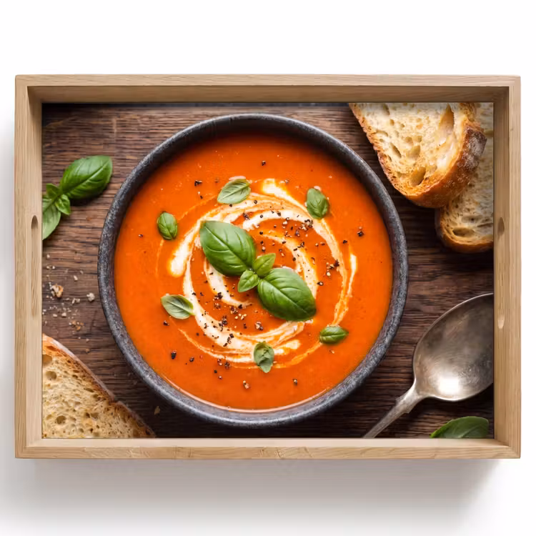 Vassoio - Cibo - Zuppa - Basilico - Rustico - Rosso — 1