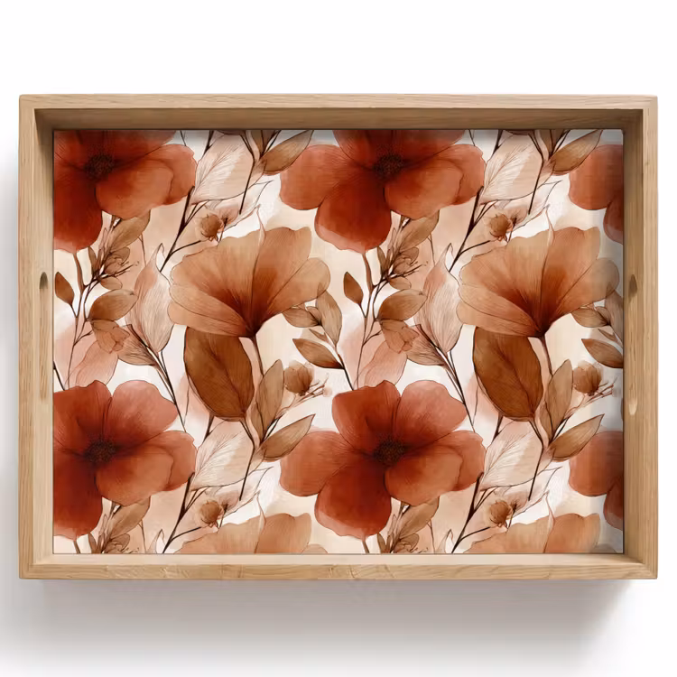 Vassoio - Fiori - Acquerello - Botanico - Terracotta — 1