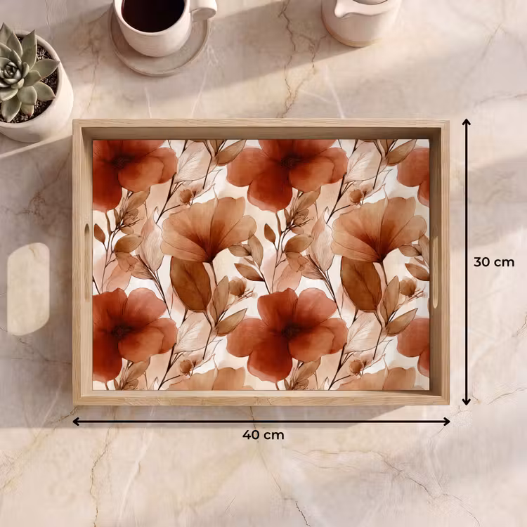 Vassoio - Fiori - Acquerello - Botanico - Terracotta — 7