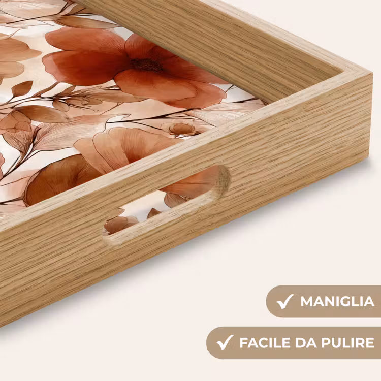 Vassoio - Fiori - Acquerello - Botanico - Terracotta — 8