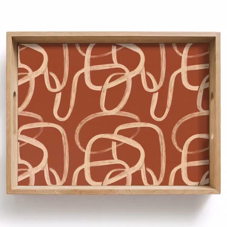 Vassoio - Linee - Astratto - Organico - Terracotta - Crema — 1