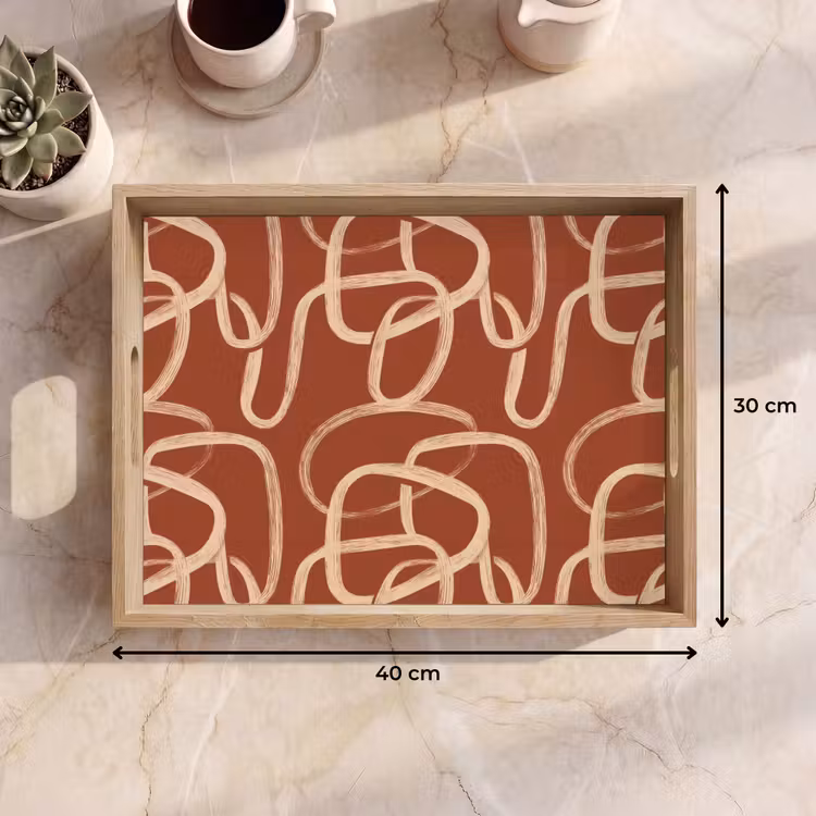 Vassoio - Linee - Astratto - Organico - Terracotta - Crema — 7