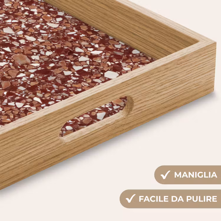 Vassoio - Terrazzo - Motivo - Texture pietra - Rosso-marrone — 8
