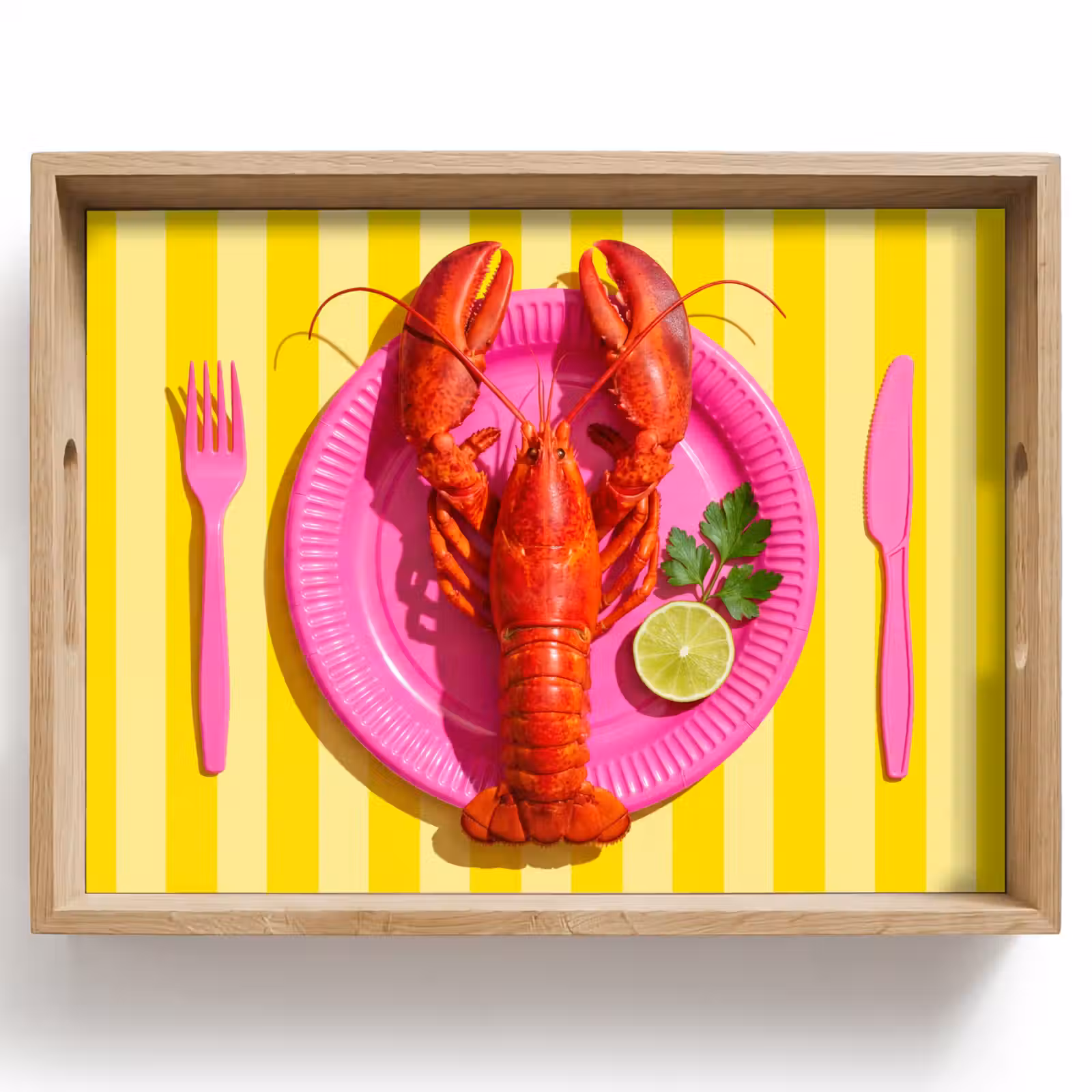 Vassoio - Cibo - Rosa - Giallo - Moderno - Culinario — 1