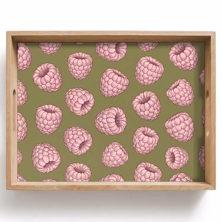 Vassoio - Cibo - Motivo - Illustrazione - Rosa - Verde — 1