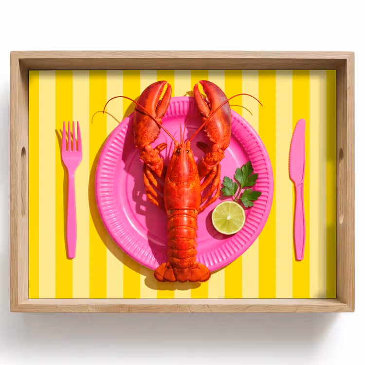 Vassoio - Cibo - Rosa - Giallo - Moderno - Culinario — 1