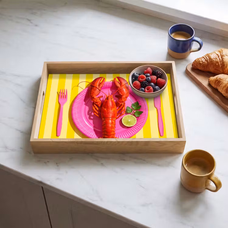 Vassoio - Cibo - Rosa - Giallo - Moderno - Culinario — 3