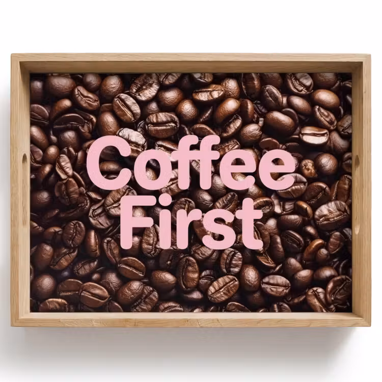Vassoio - Coffee First - Chicchi di caffè - Rosa — 1