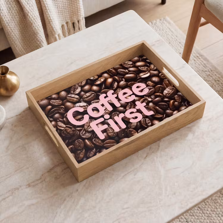 Vassoio - Coffee First - Chicchi di caffè - Rosa — 2